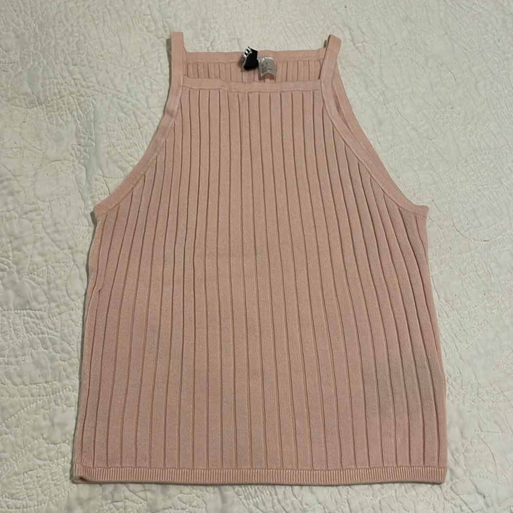 Divided Baby Pink Light Pink Ribbed Tank Top